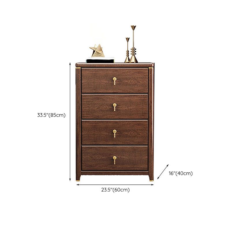 Glam Walnut Wood Storage Chest Bedroom Chest in Brown with Drawers