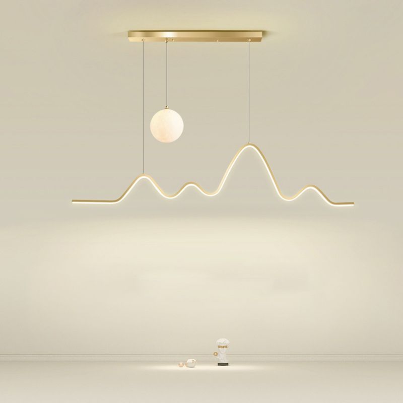 2-Lights Black/Golden/White Island Lighting Modern Statement Ceiling Light for Dining Room