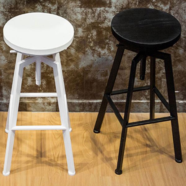 Round Seat Armless Bar Stool Modern Metal Legs Rotatable Bar Chair