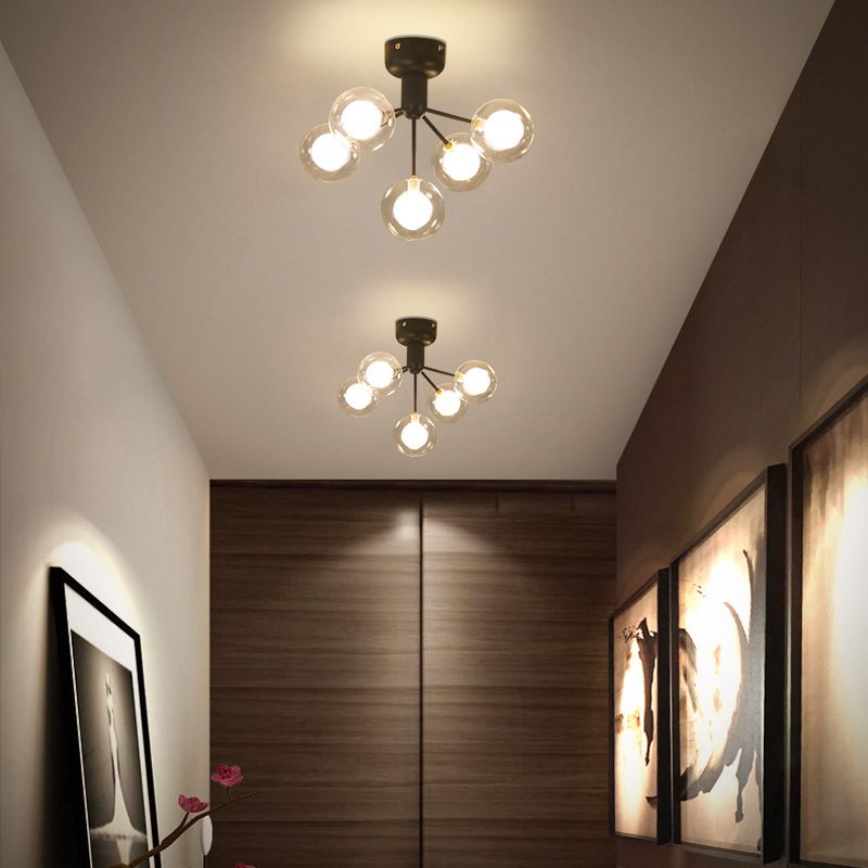 Sputnik Ceiling Lighting Contemporary 5-Light Semi Flush Mount for Hallway