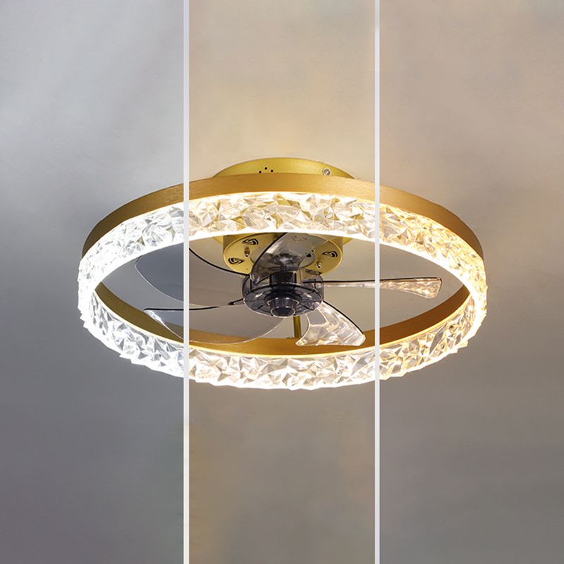 Kristallkreisförmige LED -Deckenventilatoren in der modernen Einfachheit Schmiedeeisen Flush Mount für Innenräume