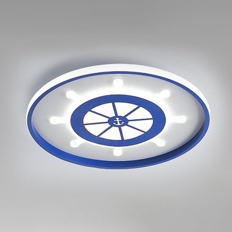 Luminaire encastré LED minimaliste plafonnier cercle bleu avec abat-jour en métal