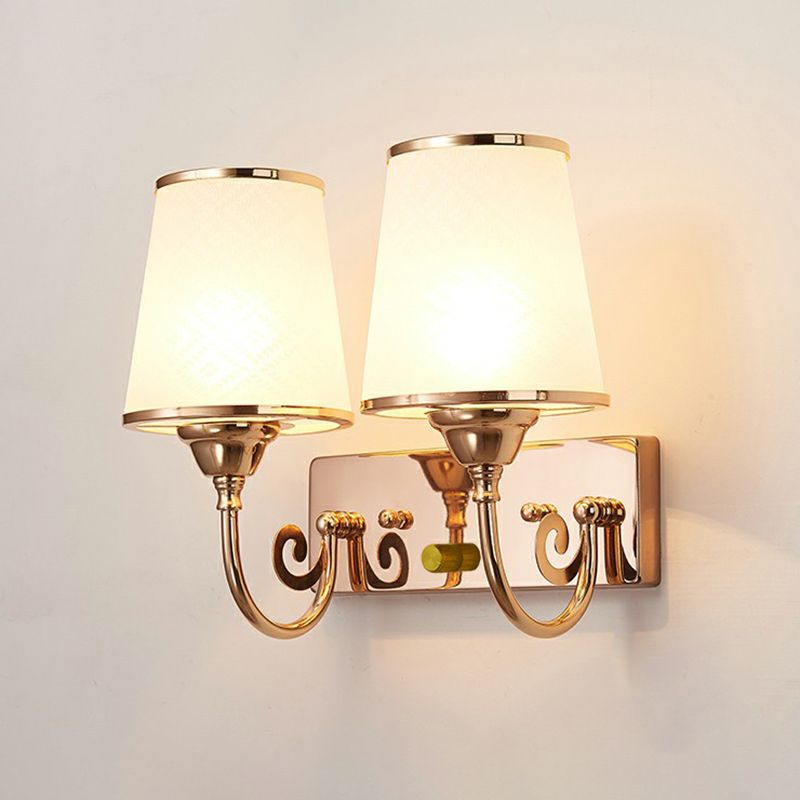 Lampada di pannello in vetro bianco a 2 teste Stile Specchio Ombretto Idee di illuminazione da parete del soggiorno