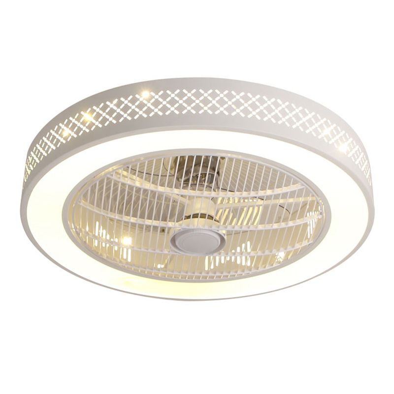 Weiße trommelförmige Lüfterlampe Nordic LED Metal Semi Flush Leuchte für Schlafzimmer