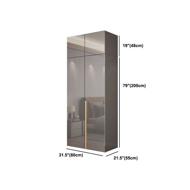 Contemporary Style Wood Wardrobe Gray Colour 1-Drawer Wardrobe Closet for Home