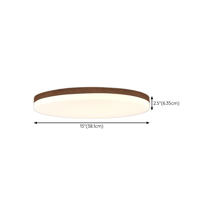 Wood Modern Flush Mount Geometric Shape LED Ceiling Light with Acrylic Shade for Bedroom