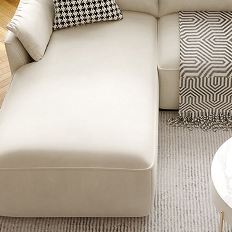 Beige Pillow Back Sectional with Flared Arm for Apartment and Living Room