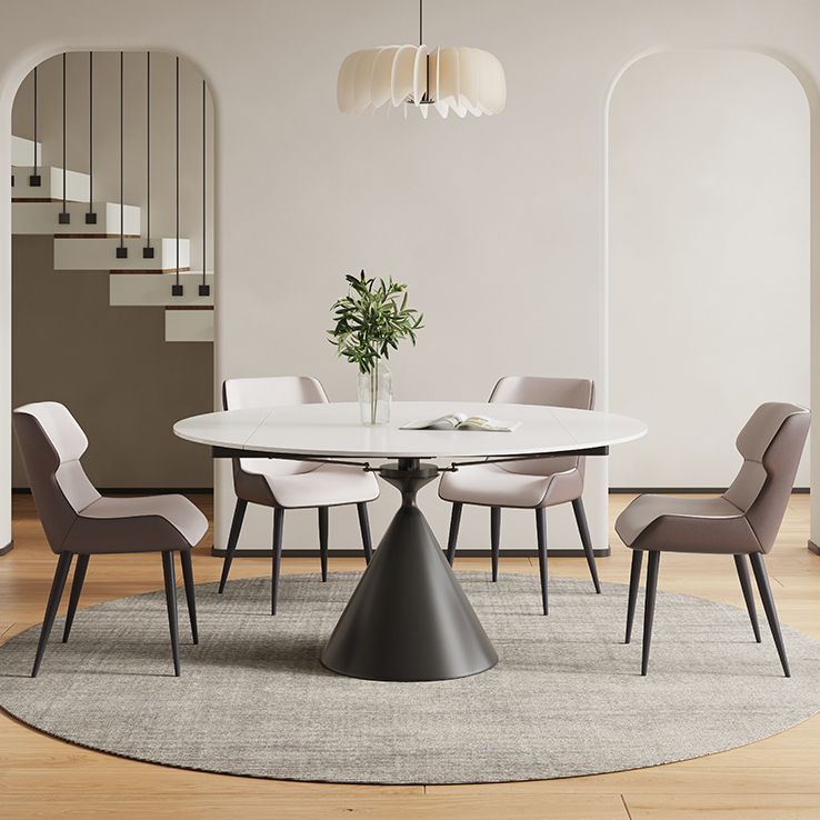 Modern Style 1/4/5/7 Pieces Dining Chairs Set Round Stone Furniture in White