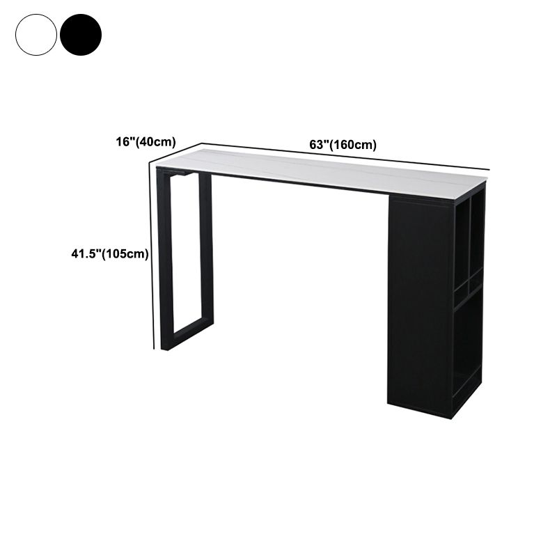 Modern Rectangle Stone Bar Table Set 1/3 Pieces Counter Table with Metal Stools