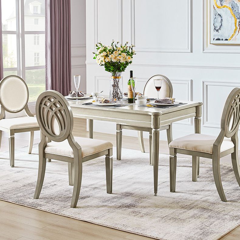 Traditional Luxury Dining Table Rectangle Solid Wood Dining Table with 4 Legs