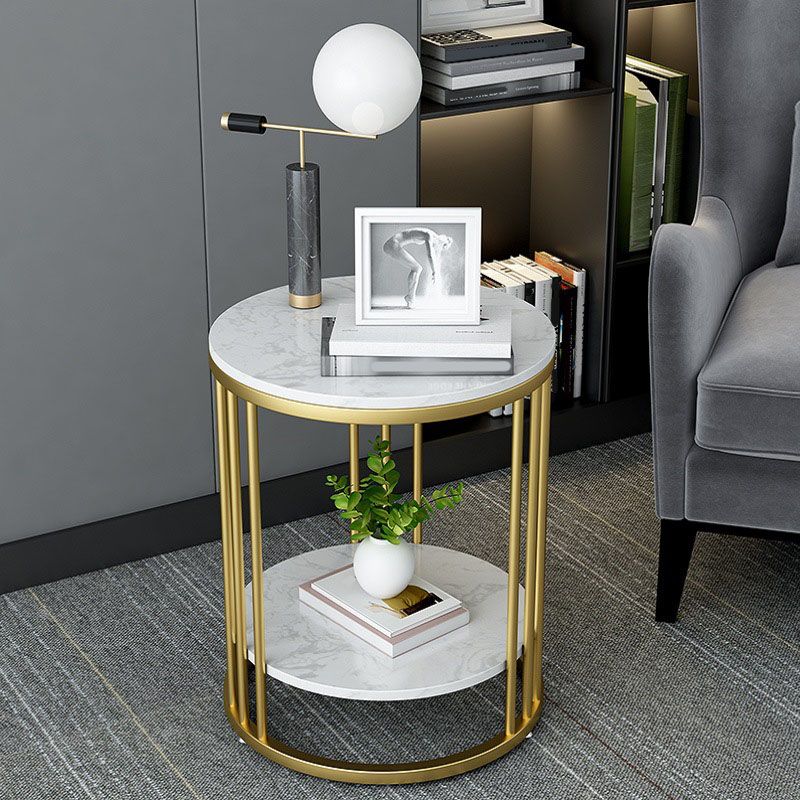 21.65" Tall Contemporary Side End Table Metal Frame Round Sofa Side Accent Table