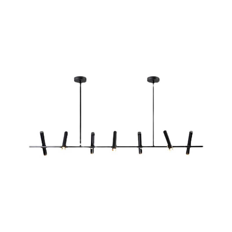 Black metalen tracklamp eenvoudige stijl multi-head lineaire restaurant eilandverlichting armaturen