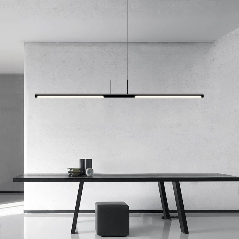 Moderner Stil linearer Anhänger Lichter Metall 2 leichte hängende Leuchten