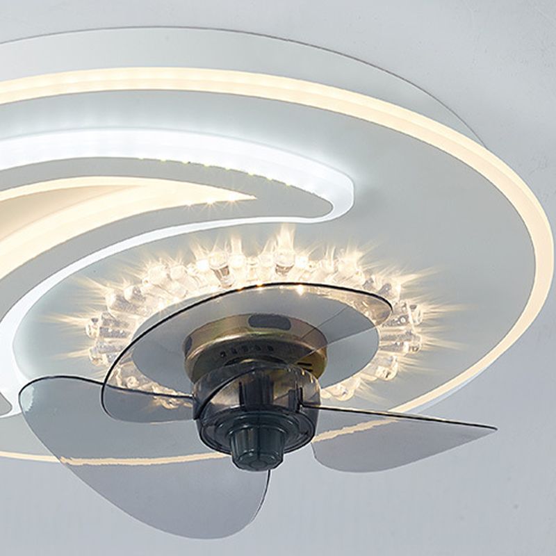Schlafzimmer LED -Lüfterlampenlampe minimalistische weiße Halbflush -Licht mit kreisförmiger Acrylschatten
