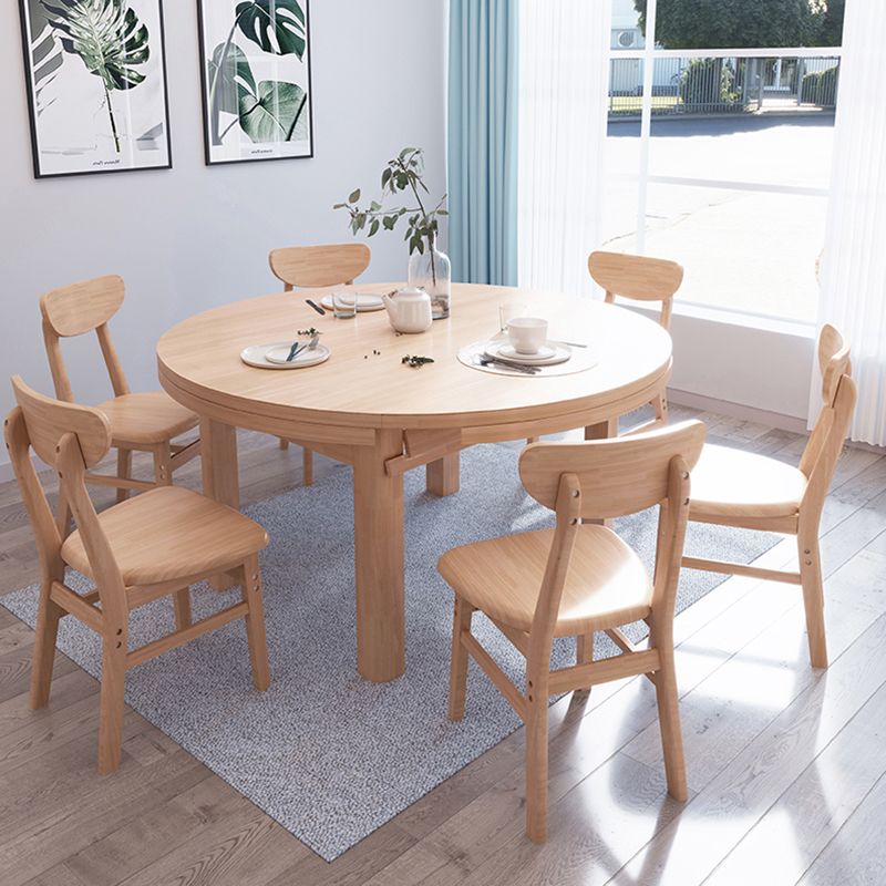 Contemporary Extendable Solid Wood Dining Table Kitchen Standard Dining Table with 4 Legs Base