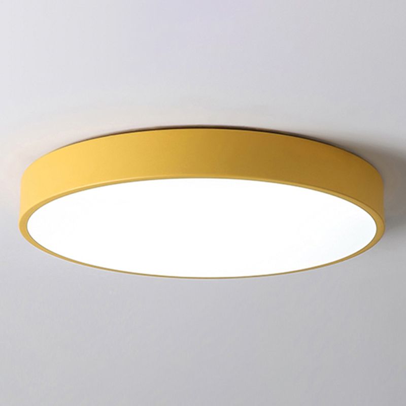 Plafonnier LED de forme ronde en fer moderne, 1 lumière, montage encastré pour chambre à coucher et étude
