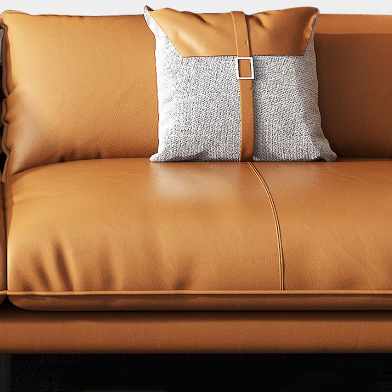 Vintage Living Room Settee Pillow Top Arm Pillows Orange Sofa