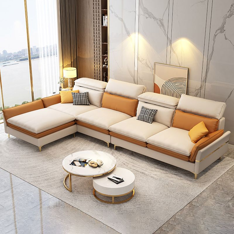 4-seat Faux Leather Sectional Sofa 31.50" High Sofa for Living Room