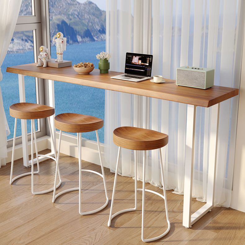 Modern Rectangle Bar Table Set 1/4 Pcs Solid Wood Bar Table and Stools