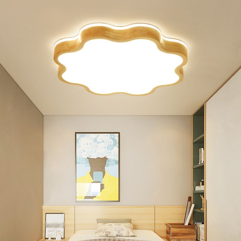 Flower Led Wooden Flush Mount Light Simple Beige LED Flushmount Illuminazione per Bedroom