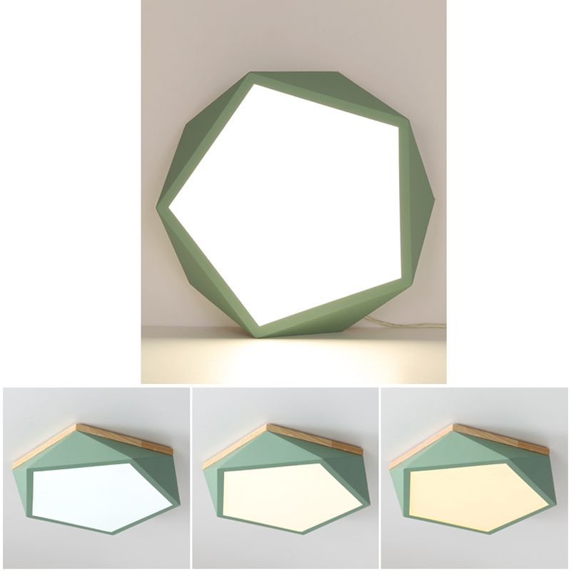 Plafonnier LED Macaron nordique moderne en fer forgé encastré géométrique avec abat-jour en acrylique