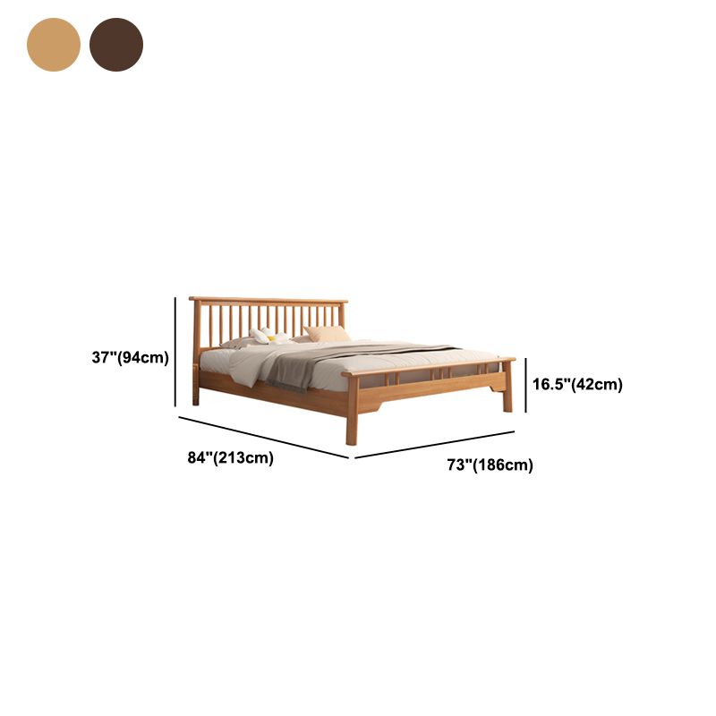 Scandinavian Wood Slat Standard Bed with Rectangular Headboard