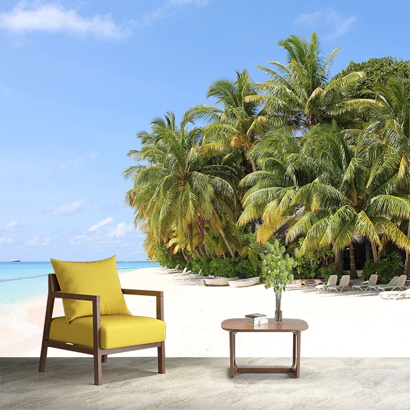 Sea Murals Wallpaper Tropical Stain-Resistant Living Room Wall Decor, Custom Size