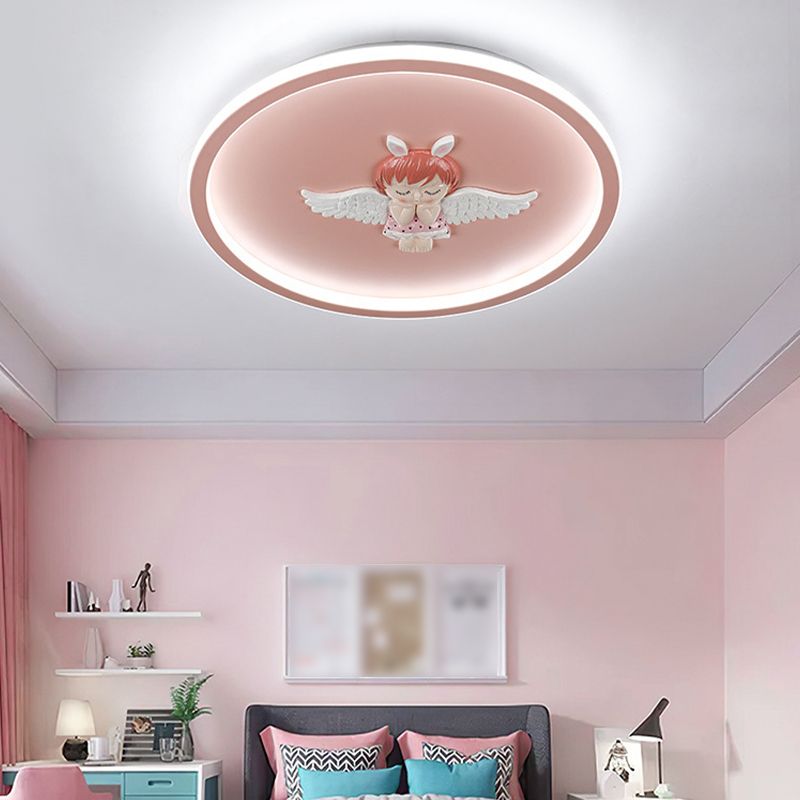 Round Flush Light Fixtures Modern Style Metal 1 Light Flush Ceiling Light