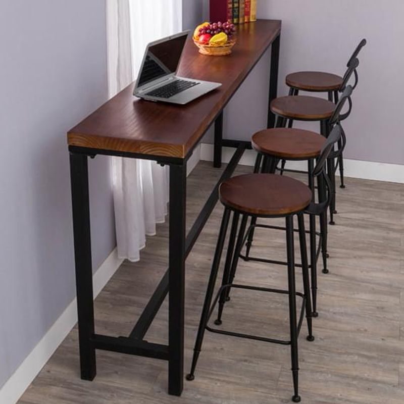 Industrial Trestle Pub Dining Set 1/2/5 Pieces Solid Wood Rectangle Bar Pub Table Set