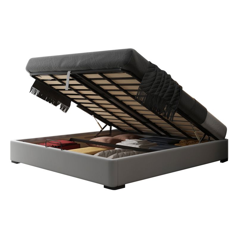 Contemporary Solid Color Lift Up Storage Mattress Included Bed Frame