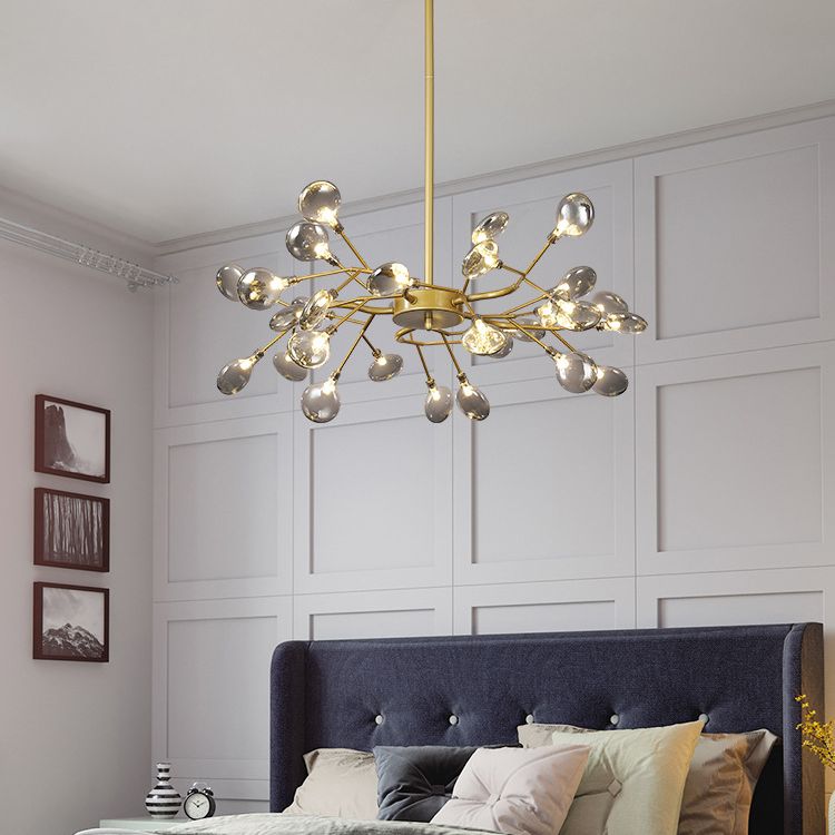 Candelera de lámpara de lámpara colgante posmoderna enchufefirlies lámpara de techo de vidrio para sala de estar