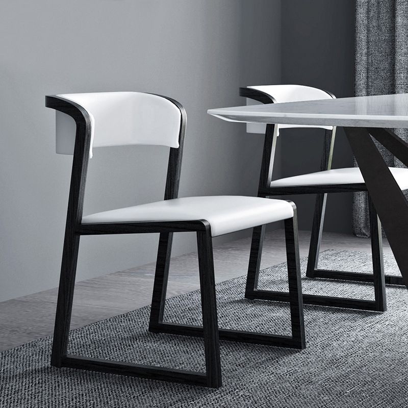 Open Back Side Chair Industrial Style PU Leather Dining Chairs for Home