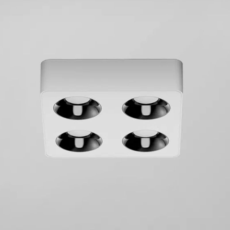 Modern LED Metal Flush Mount Square Shape Ceiling Light with Glass Shade for Living Room