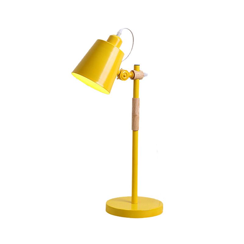 Metal Tapered Task Lighting Macaron 1 Head Yellow/Black/White Reading Book Light for Living Room