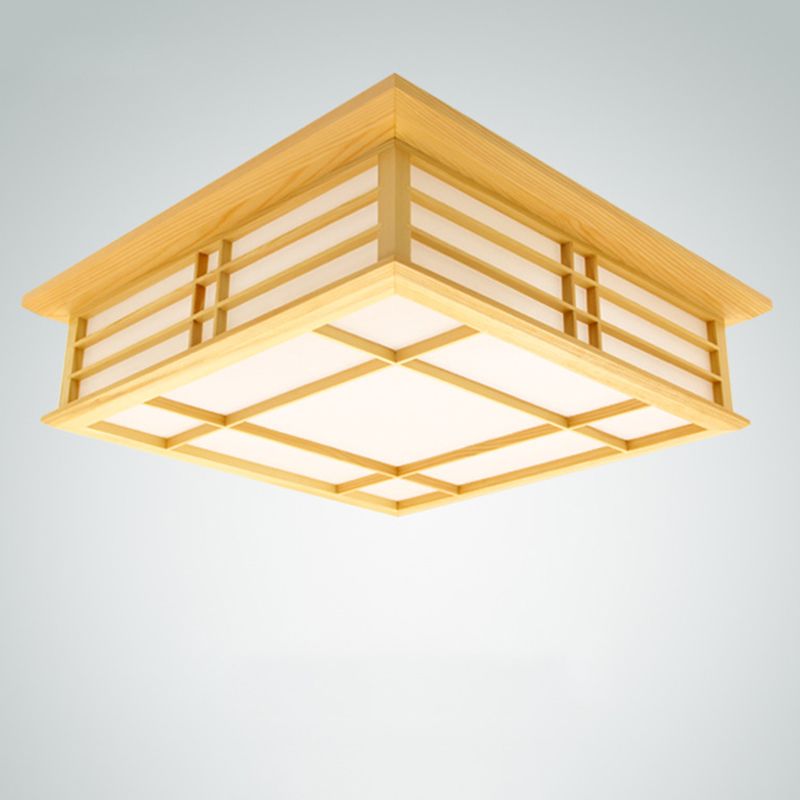Modernes minimalistisches Rechteck Deckenbündige Halterung Licht Naturholz Wohnzimmer Flush Mount Beleuchtung