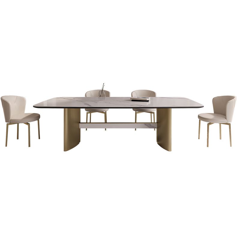 Nordic Glam Style Sintered Stone Rectangle Table Set 1/4/5/7 Pieces Dining Set for Home