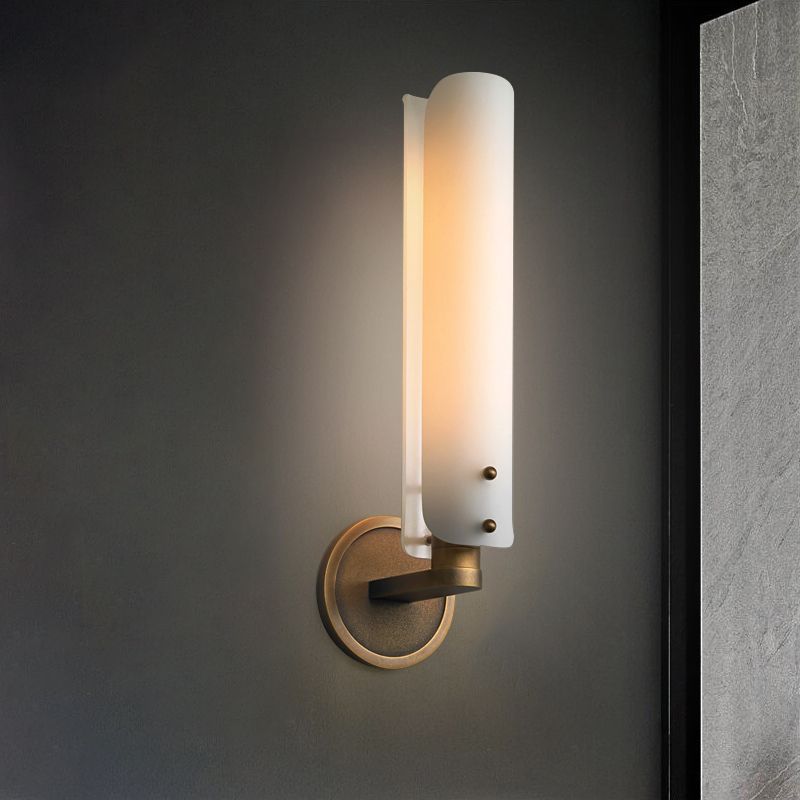 Milk Glass Curved Wall Sconce Colonialism 1/2-Light Bedroom Wall Mounted Light Fixture in Gold