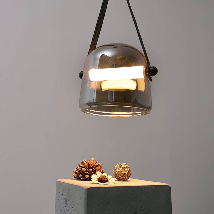 Moderne 1-lichts hanglamp van glas voor eetkamer