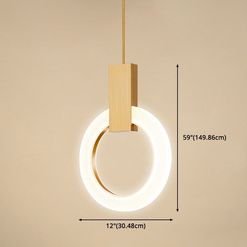 Halo Ring Pendant Light Fixture Simple Acrylic Dining Room LED Suspended Lighting