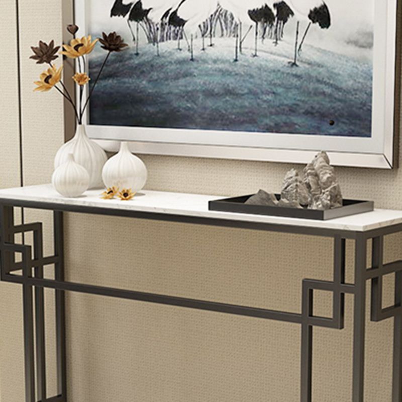 Modern Sofa Console Table Antique Finish Console Accent Table in Marble