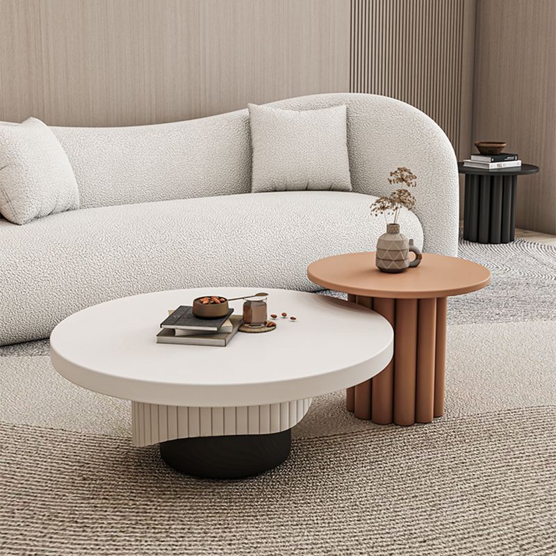 Pedestal Round Coffee Table Set Modern Minimalist Cocktail Table
