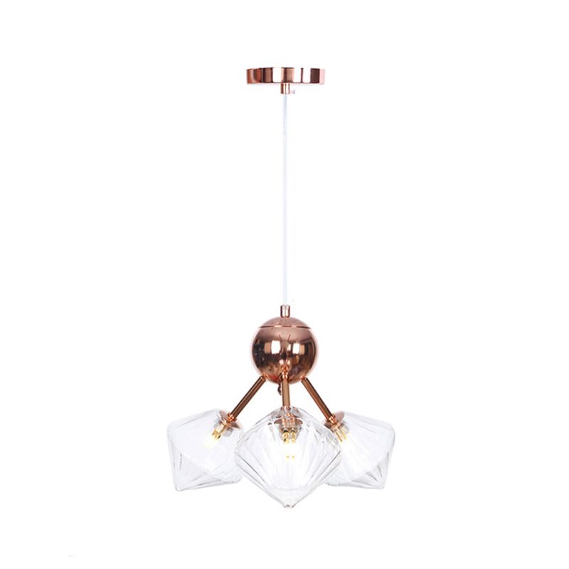 Diamond Living Room Chandelier Lampe Ambre / Verre transparent 3/9/12 LUMIÈRES STYLE DE FARME ALLUMAGE, 13 "/27,5" / 34 "de large