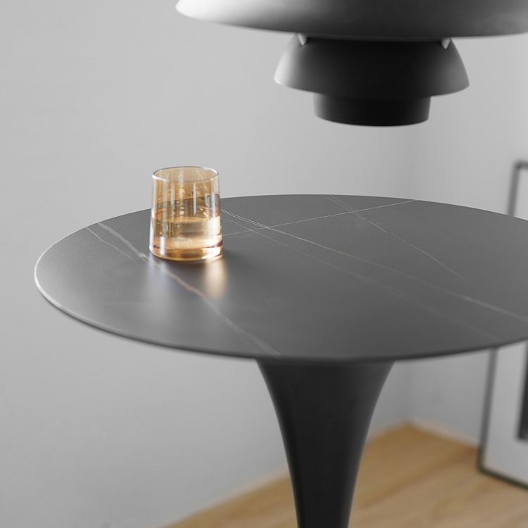 Contemporary Round Bar Stool Table Faux Marble and Stone Bar Table for Small Places
