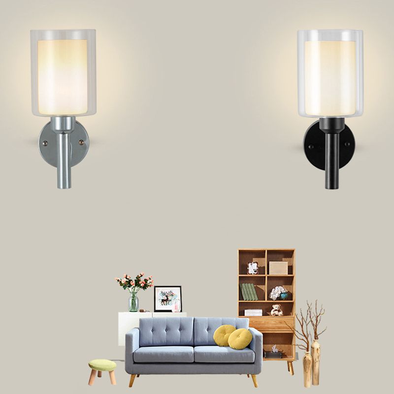 Industrial Style Cylinder Shape Wall Sconce Metal 1 Light Sconces for Bedroom