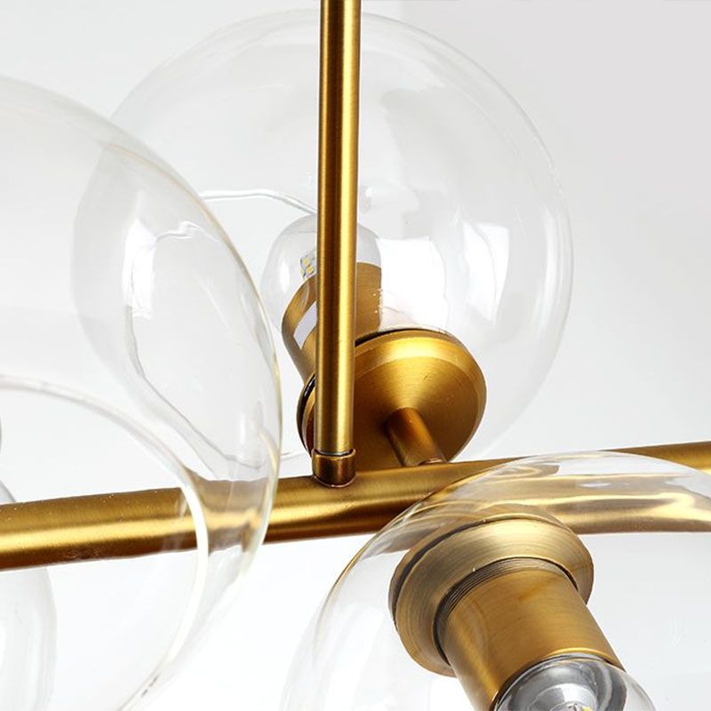 Postmodern 8-Head Island Pendant Global Hanging Light with Glass Shade for Dining Room