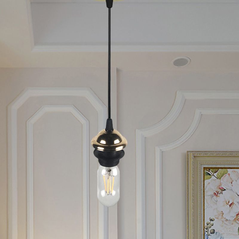 Mini ciondolo industriale illuminazione con lampadina nuda 1 lampada a sospensione regolabile altezza in metallo in bronzo/ottone