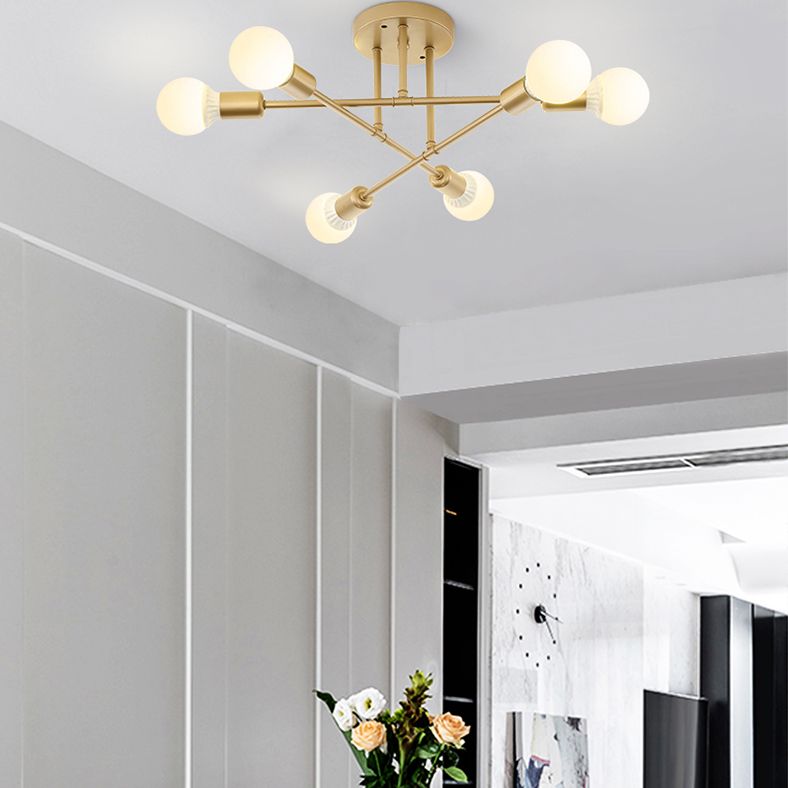 Lineaire Plafond Verlichting Retro Industrieel Ijzer Blootgesteld Lamp Semi Flush Mount Verlichting voor Living Room