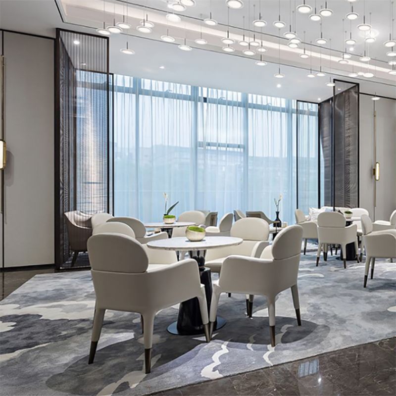 Leather Parsons Arm Chair Indoor Dining Chair for Dining Room