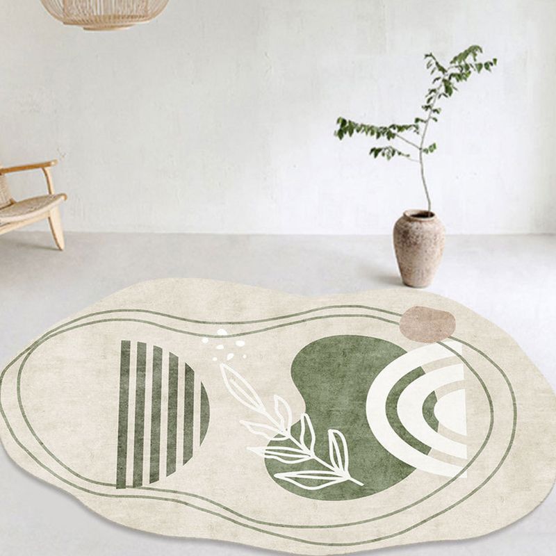 Green Modern Carpet Polyester Color Block Carpet Washable Carpet for Sitting Room