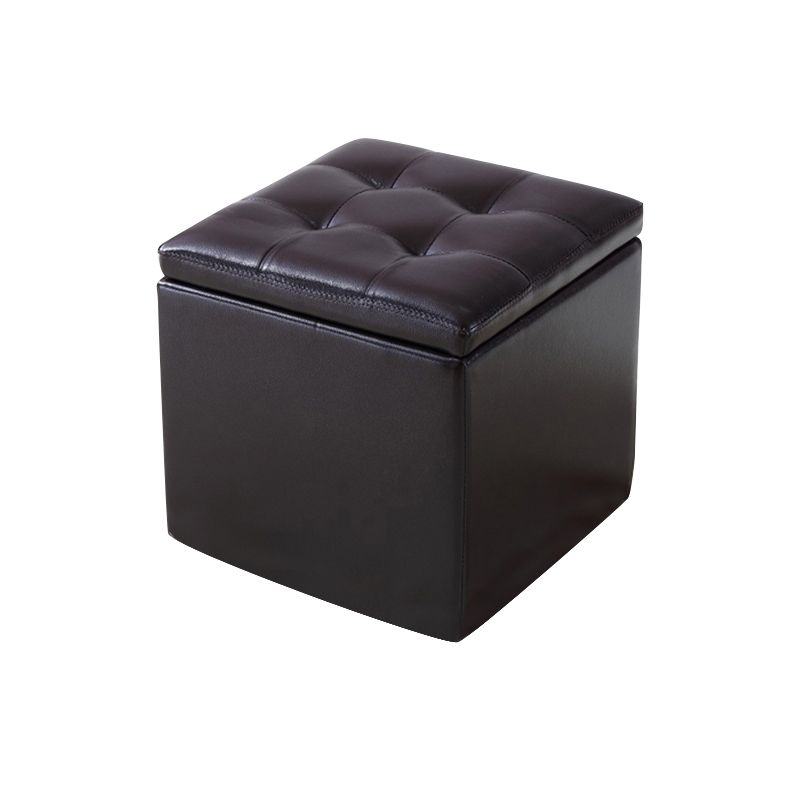 Modern Tufted Ottoman Plain Water Resistant Stain Resistant Leather Ottoman with Storage